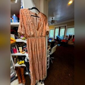 Elegant Lace Trim Pink Dress